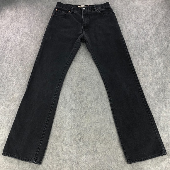 VTG Levis 517 Jeans Mens 33x36 Bootcut Black Charcoal Wash Mid Rise Denim Y2k - Picture 1 of 13